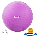 Fitvids Anti-Burst and Slip Resistant Exercise Ball Yoga Ball Fitness Ball Birthing Ball with Quick Pump, 2,000-Pound Capacity, Purple, 30-inch, XL