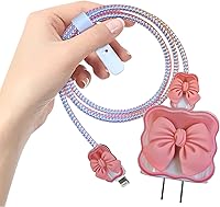 Vista 10 de CameCosy Bonito protector de cable para iPhone de 18 W/20 W, cargador USB-C con diseño de ondas de pajarita 3D, funda protectora de carga