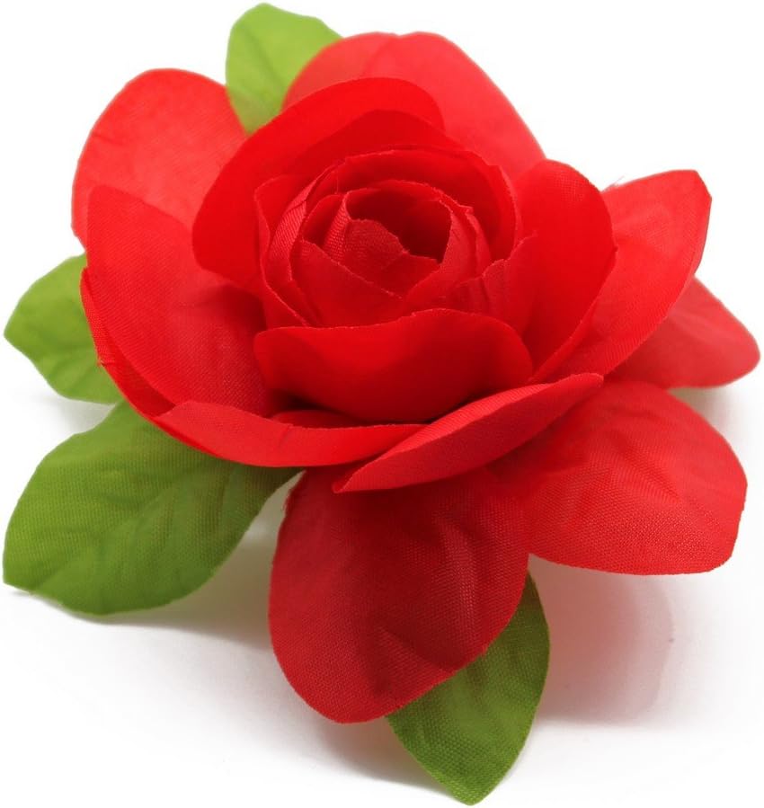Hawaii Luau Party Artificial Fabric Gardenia Hair Clips Red 8 Pack