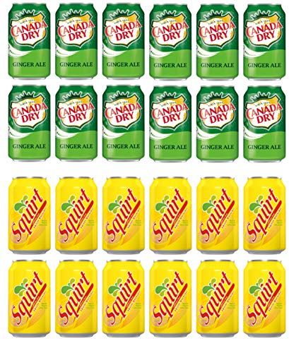 LUV-BOX Variety Soda pack , pack of 24 , 12 fl oz , CANADA DRY GINGER ALE , SQUIRT GRAPEFRUIT SODA
