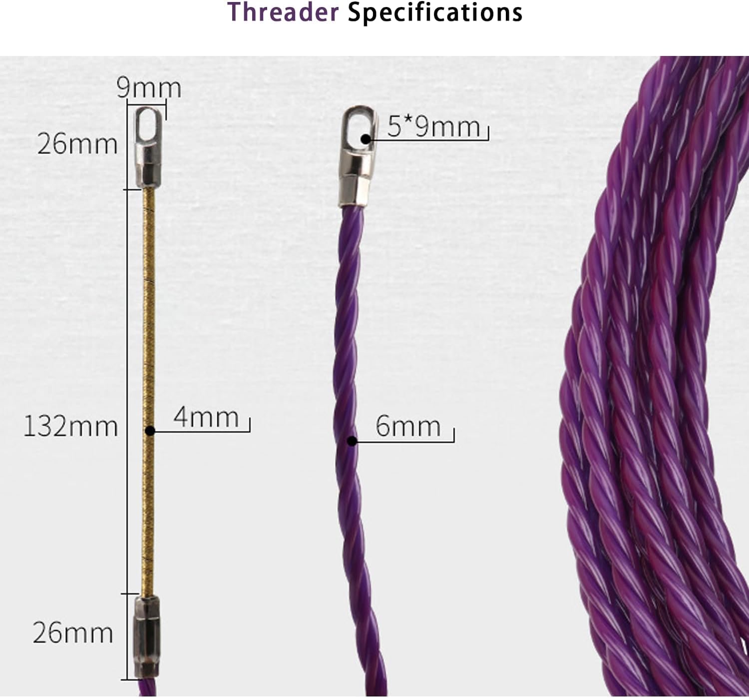 Dispositivo di Trazione per Cavi 30M 6MM, Piatto Molla Elettricista per Cavi Elettricista, Estrattore flessibile e leggero con 2 molle di Tensione