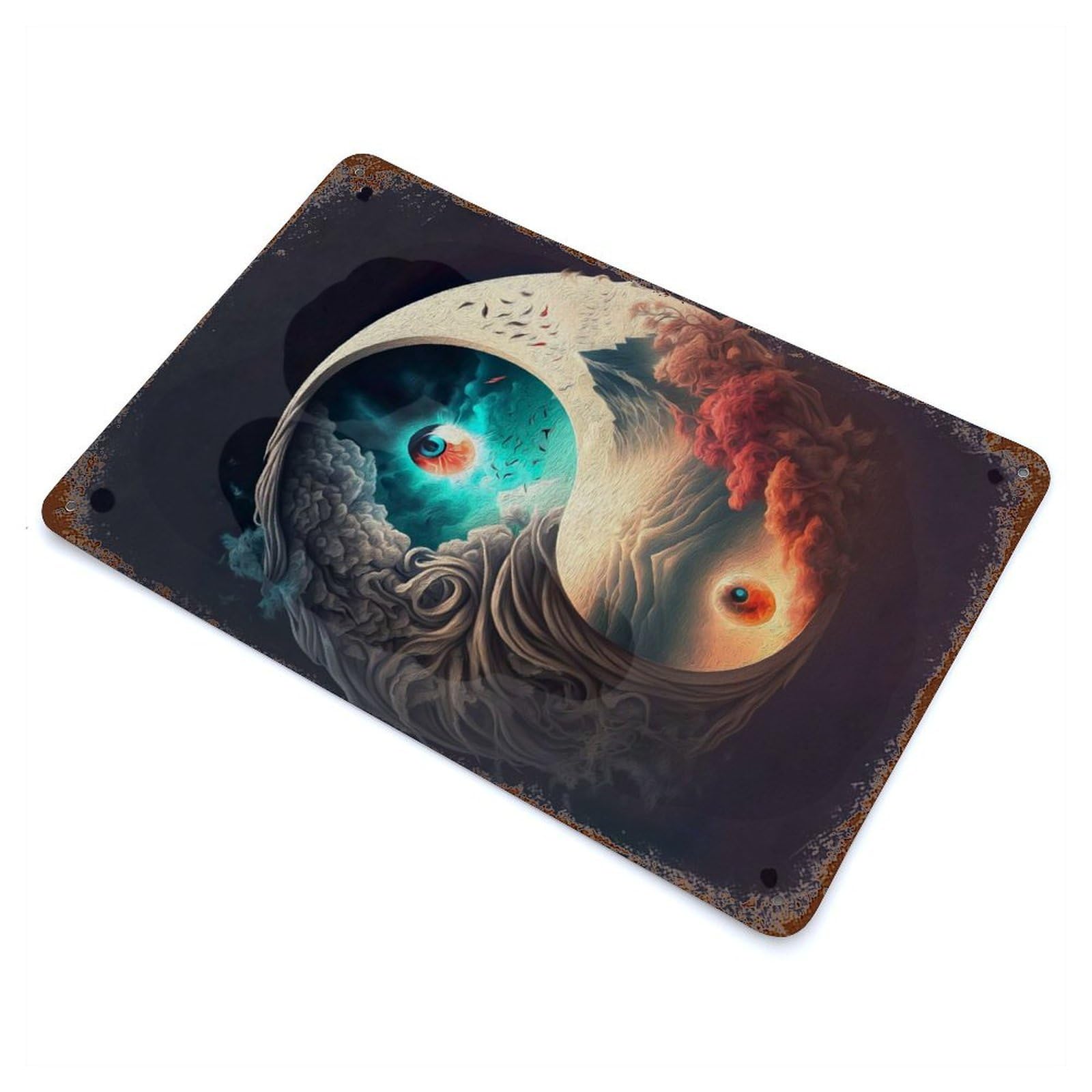 Yin Yang Concept Decorative Tin Sign 11.8"x7.9", for Bistro, Counter And Cafe Decor, Retro Wall Decor