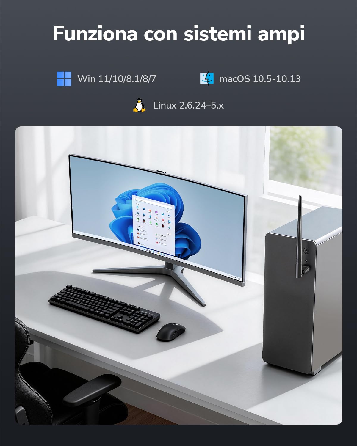 Cudy WU1400 Adattatore USB 3.0 WiFi AC 1300Mbps Dual-Band 5dBi Antenna Esterna