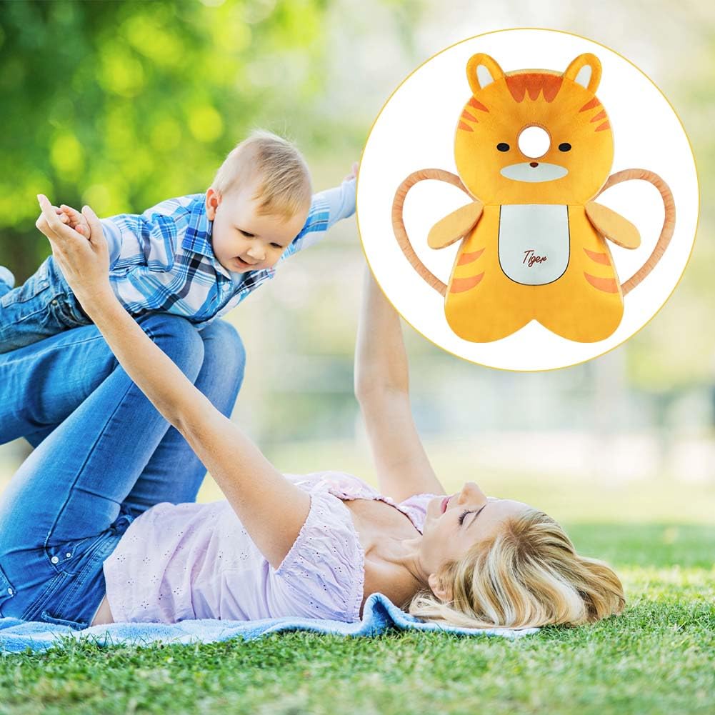 Vicloon Coussin de Protection de la Tête pour Bébé, Coussin de sac à dos Réglable pour Tout-petit avec Genouillères, Harnais de Sécurité pour Bébé de 4 à 24 mois Marche Rampante-Tigre orange
