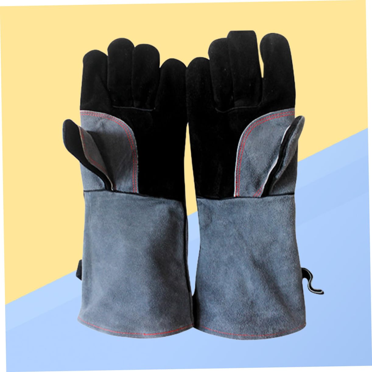 Guanti Resistenti al Calore da Barbecue e Forno in Pelle Bovina | Coppia, Antiscivolo e Isolanti, per Cucina e Picnic, Protezione per Griglia, Stufa e Saldatura