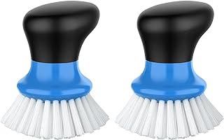 MR.SIGA Cepillo de Palma con Mango ergonómico, Cepillo de Cocina para Limpieza de ollas, sartenes, fregaderos, Azul, Paquete de 2