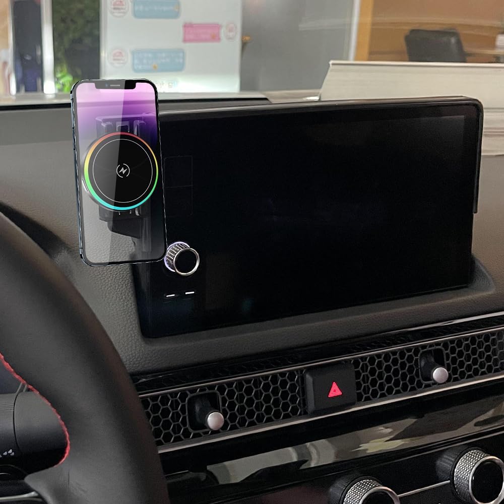 Car Magnetic Phone Mount for Honda Civic 2022 2023 2024 2025 2026 and Honda Pilot 2023-2025 Auto Accessories Best Cellphone Holder Fast 15W Wireless Charger Cell Phones Charging Screen Stand Cradles