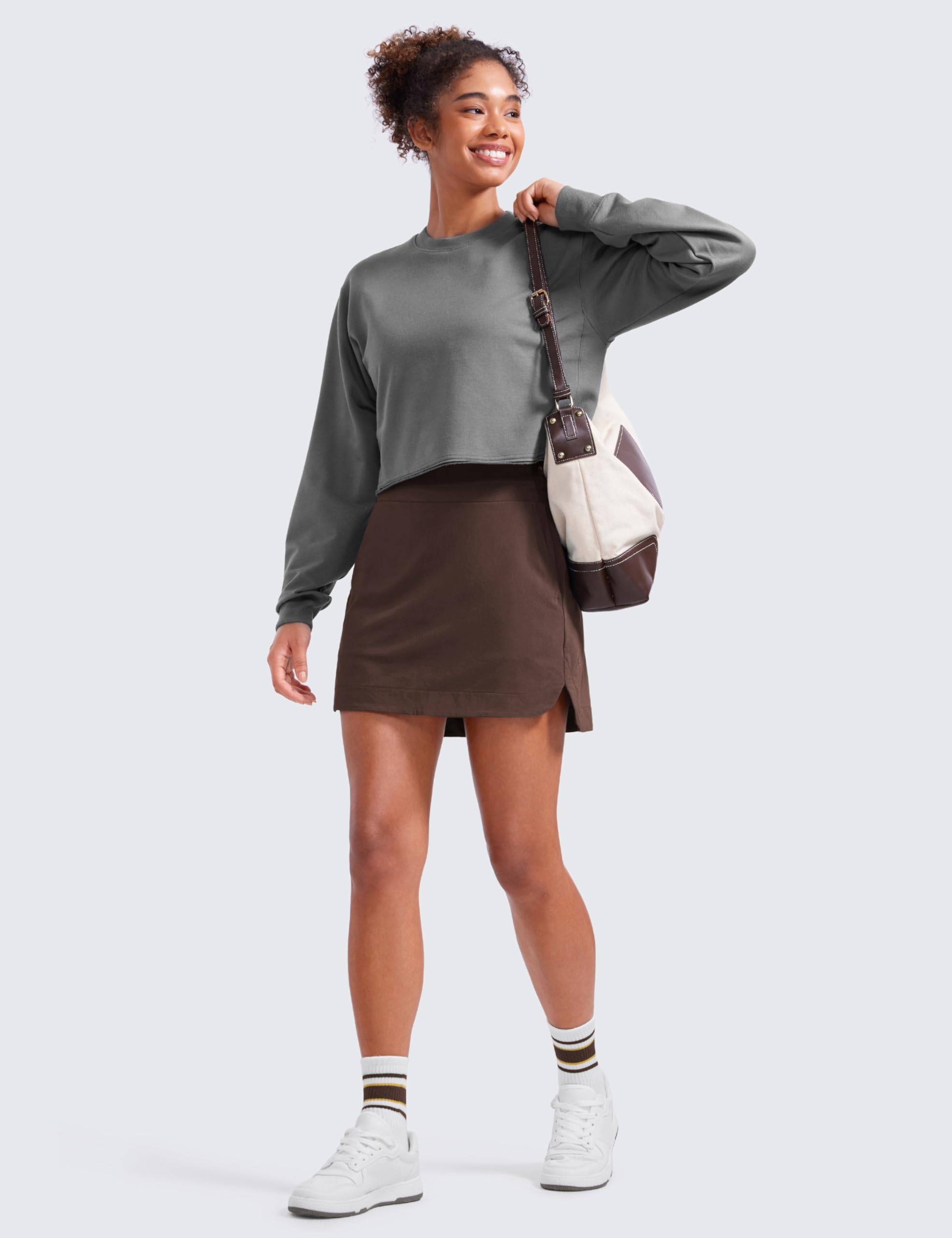 CRZ YOGA Jupes de Golf Taille Haute pour Femme Une Jupe de Ligne TennisSkort