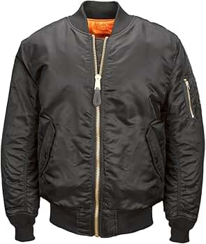 ALPHA INDUSTRIES Men's MA-1 Bomber Blood Chit Flight Jacket, Black