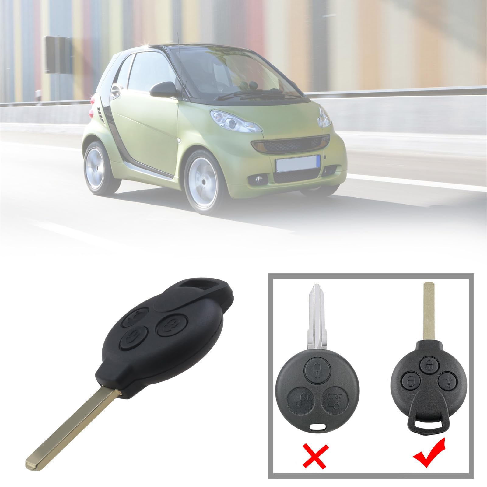 Replacement Key Remote Control Housing For Smart 451 Fortwo