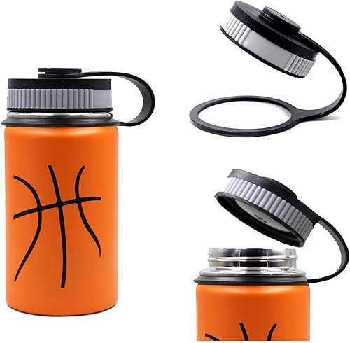 Miniatura 10 de Botella de agua de sóftbol de 18 onzas, frasco deportivo con 2 tapas, vaso de acero inoxidable 188, doble pared aislada al vacío, cantimplora de