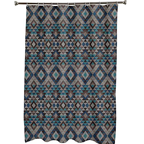 Rideau de douche 165x200cm polyester géométrique brun bleu