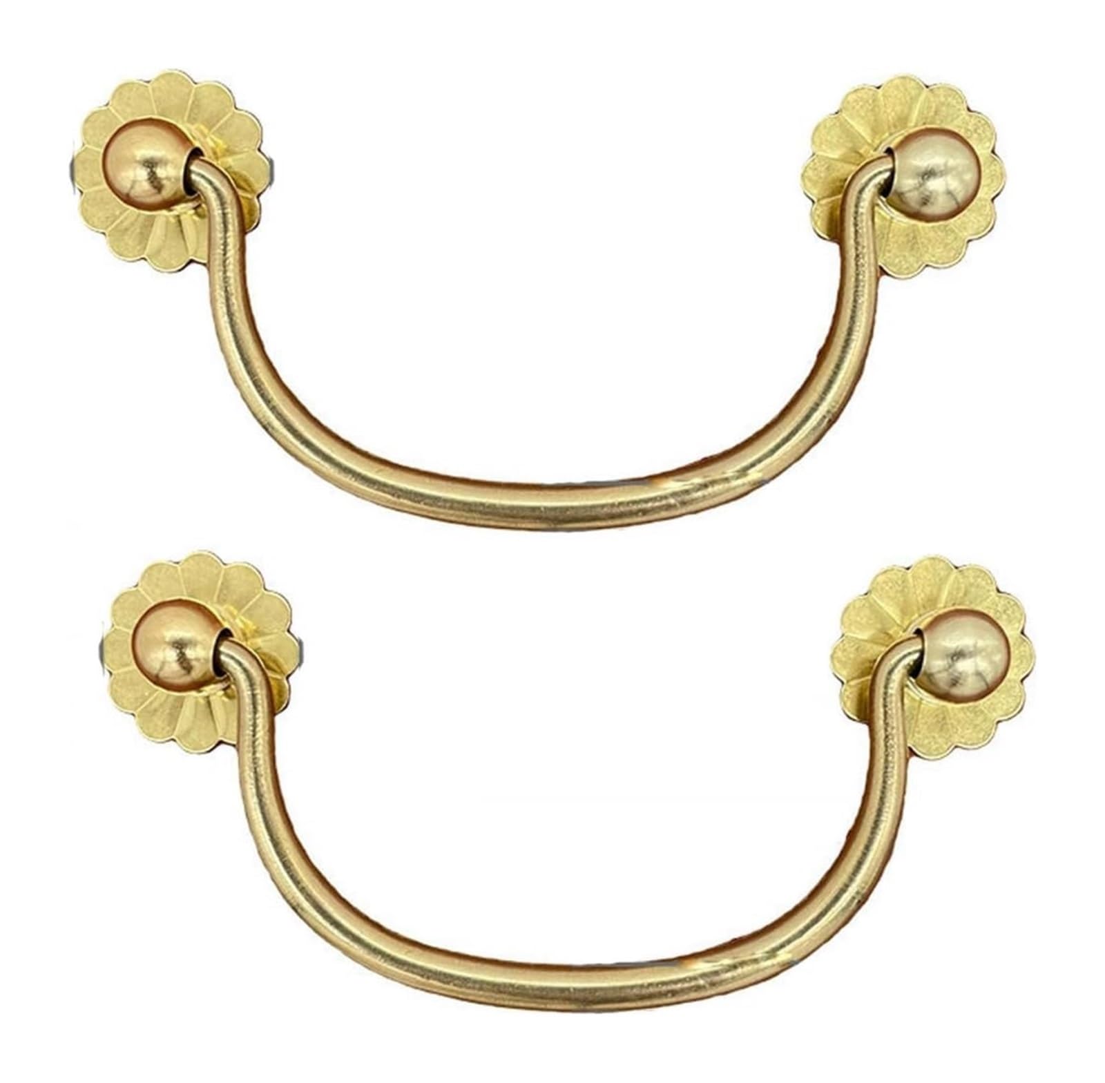 VOPLIVAT Vintage Brass Cabinet Drawer Pulls, 2 Brass Fist Ring Pull Drawer Handles, Multicolor, 6.8-9.8CM(Gold,9.8CM)