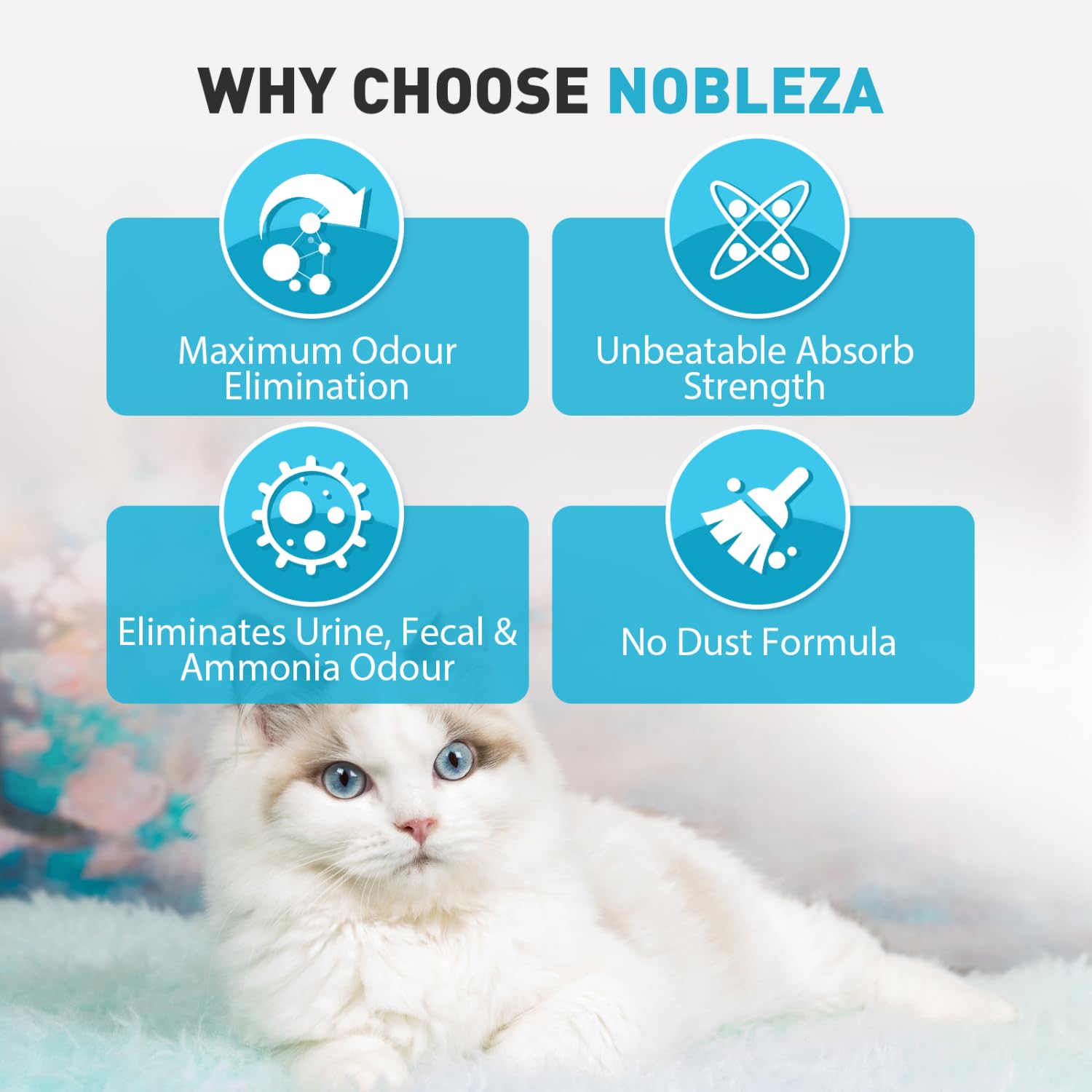 Nobleza - Arena para Gatos de sílice Camada para Gatitos de Gel de Diamante 8 X 3.8L Absorbente， Cómodo Biodegradable Sabor a Limon