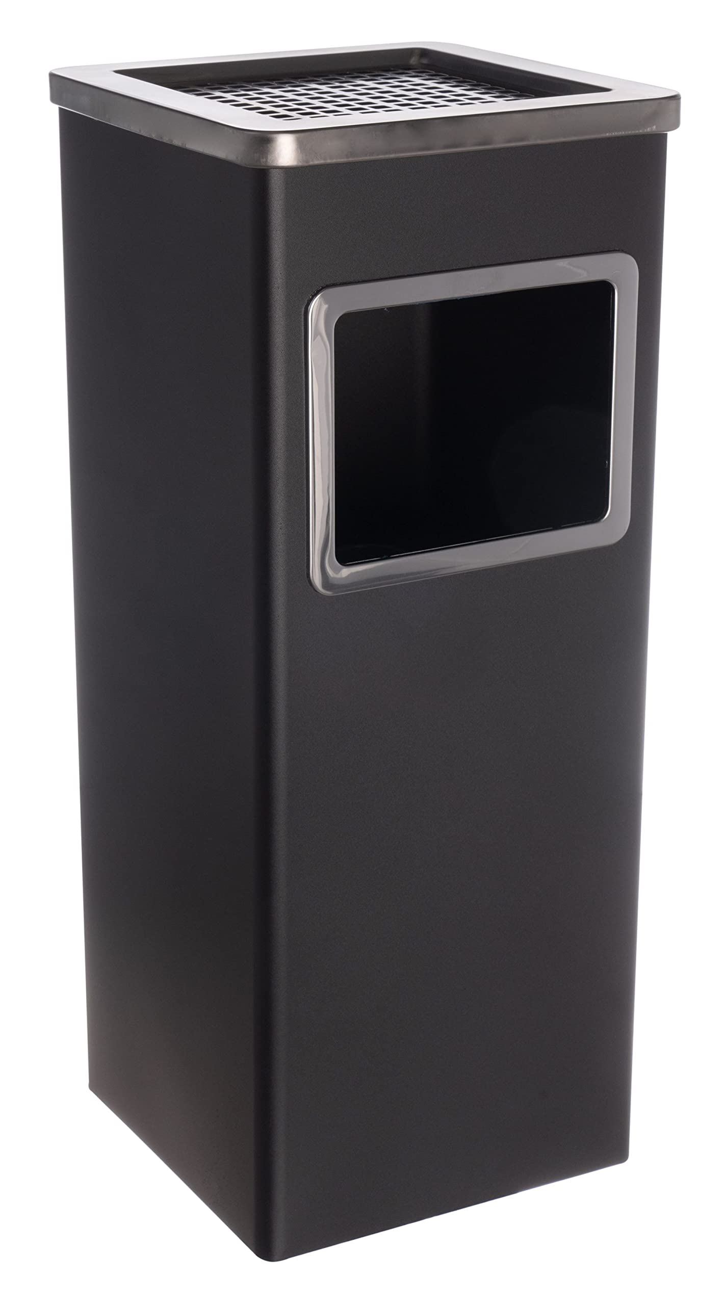 Cendrier amovible sur pied en acier inoxydable noir argenté | Pour usage commercial, extérieur, intérieur et extérieur