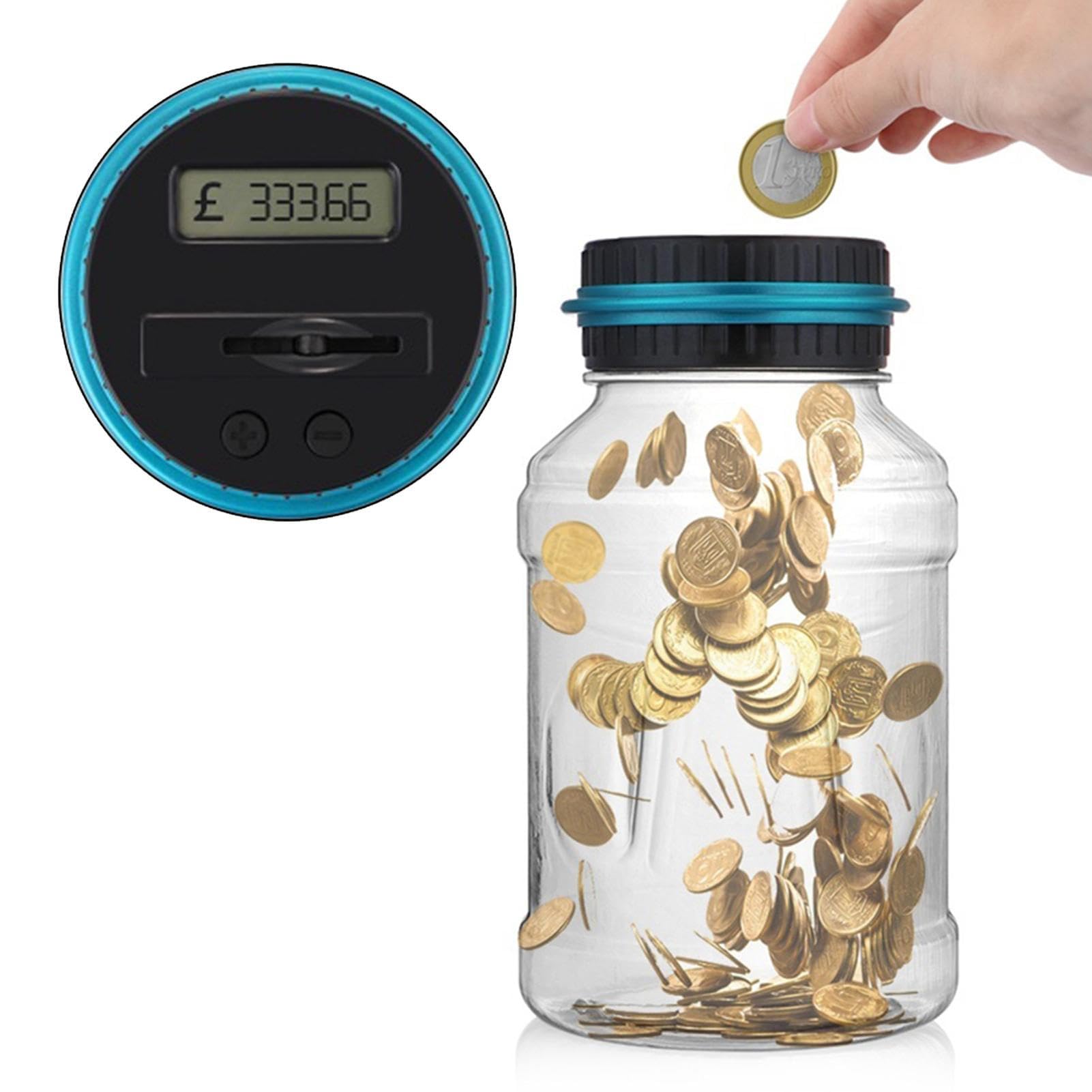 Teksome Gbp Digital Money Counting Jar - Kids Money Bank, Paper Money Cash Bank - Holds Over 800 Kids Money Bank Cash Bank Large Transparent 1.8L Jar With Lcd Screen For Home