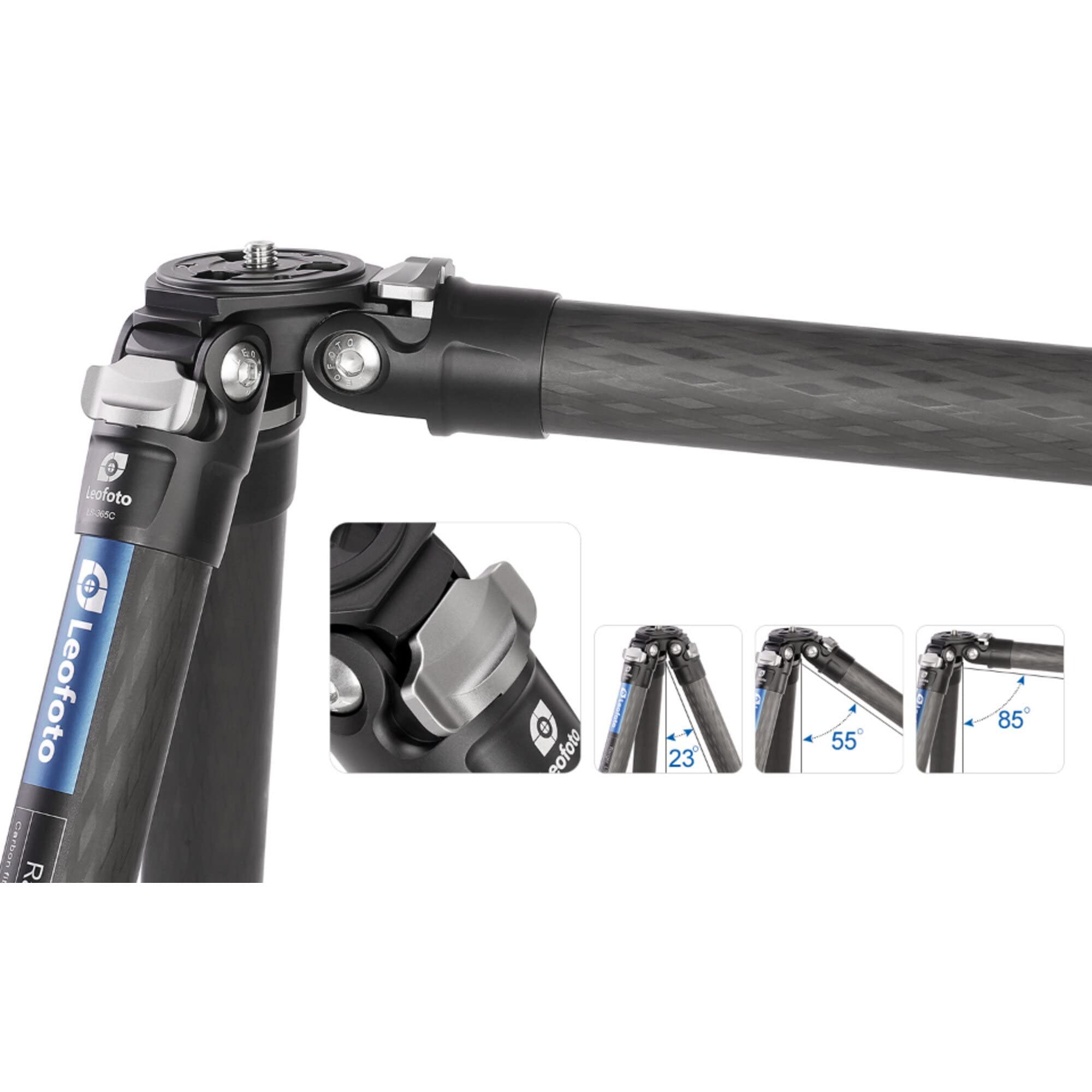 Leofoto Ranger - statyw węglowy - maks. wysokość: 48 cm - minimalna wysokość: 8 cm - nogi regulowane pod 3 kątami - idealny do fotografii makro - LS-365C