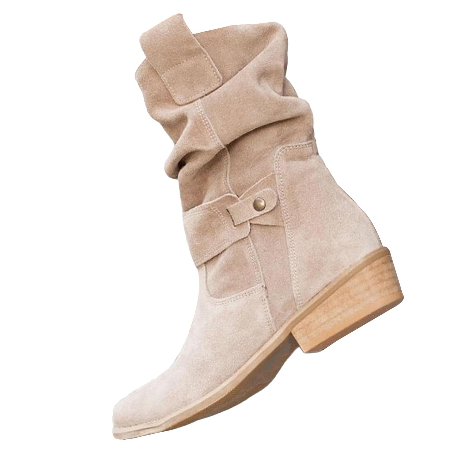 HOOUDO Stivali Donna, Stivali Texani Donna Cowboy Western Scarpe da Punta Camperos Etnici Stivaletti Equitazione Invernali