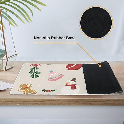 Miniatura 3 de Vintage Snowman Socks Mouse Pad Large Gaming Keyboard with Non- Slip Rubber Base Smooth Face Table Mat Mouse Gaming Pad Home Office Accessories for