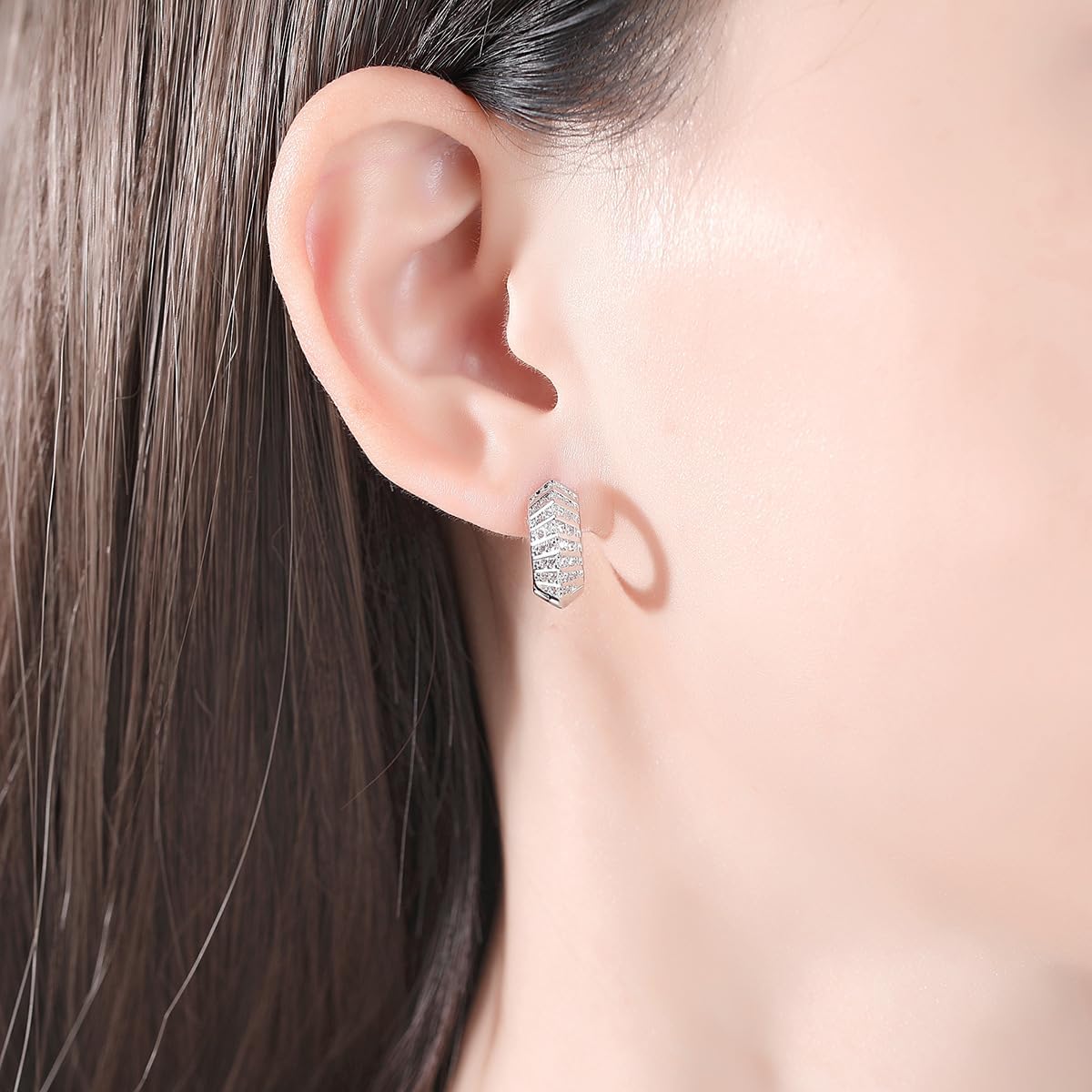 14K Gold Chunky Huggie, Moissanite Hoop Earrings, Minimalist Earrings for Everyday Wear