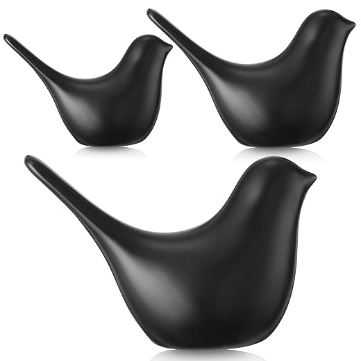 Irenare Set of 3 Bird Decor Figurine Ceramic Bird Statue Small Modern Bird Figurines Home Decor Decorative Ornaments for Shelf Desktop Living Room Bedroom Cabinets Office Decorations, 3 Sizes (Gold)