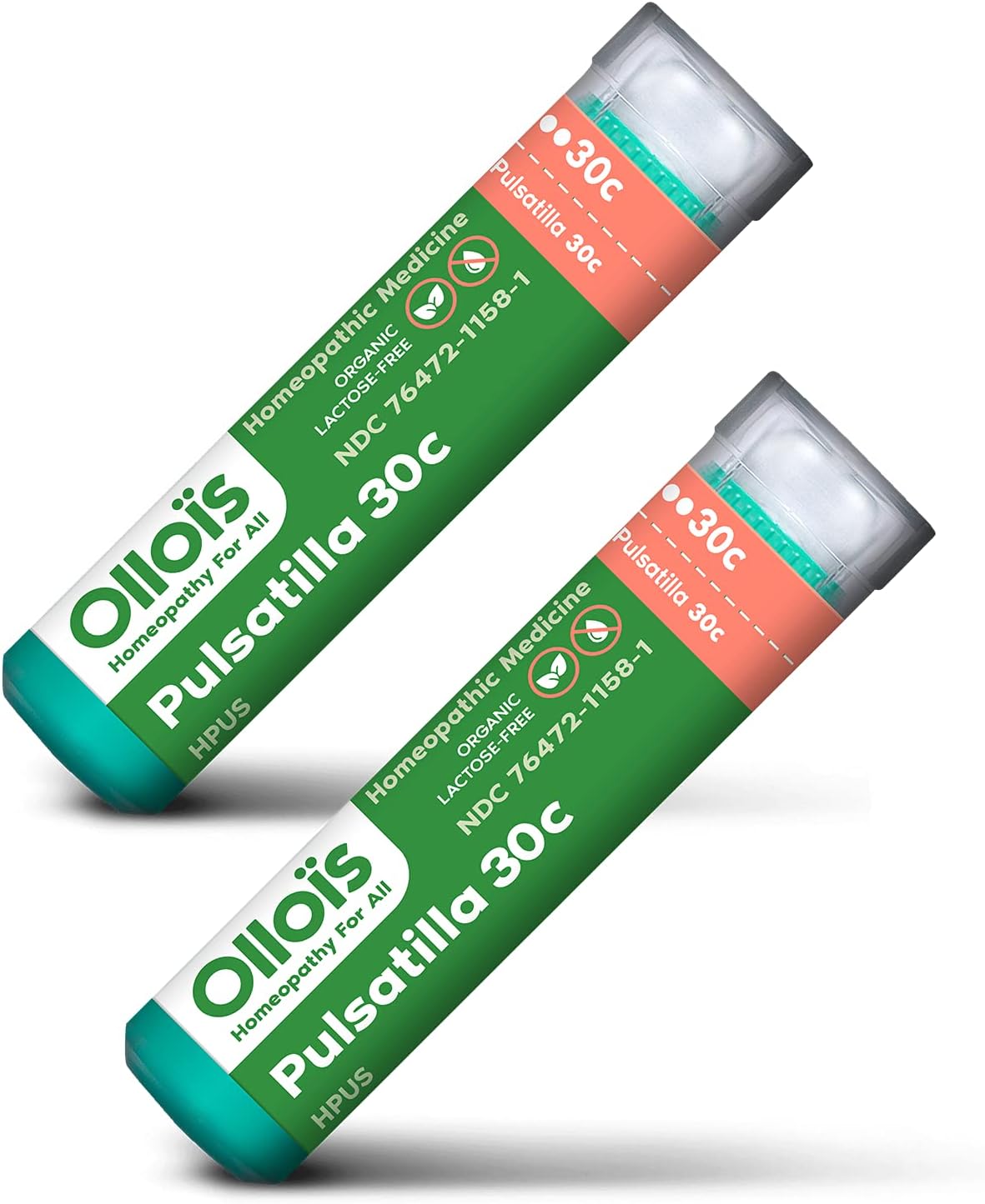 OLLOIS Pulsatilla 30c, Organic, Lactose-Free, Vegan Homeopathic Medicine for Nasal or Eye Discharge, 80 Pellets (Pack of 2)