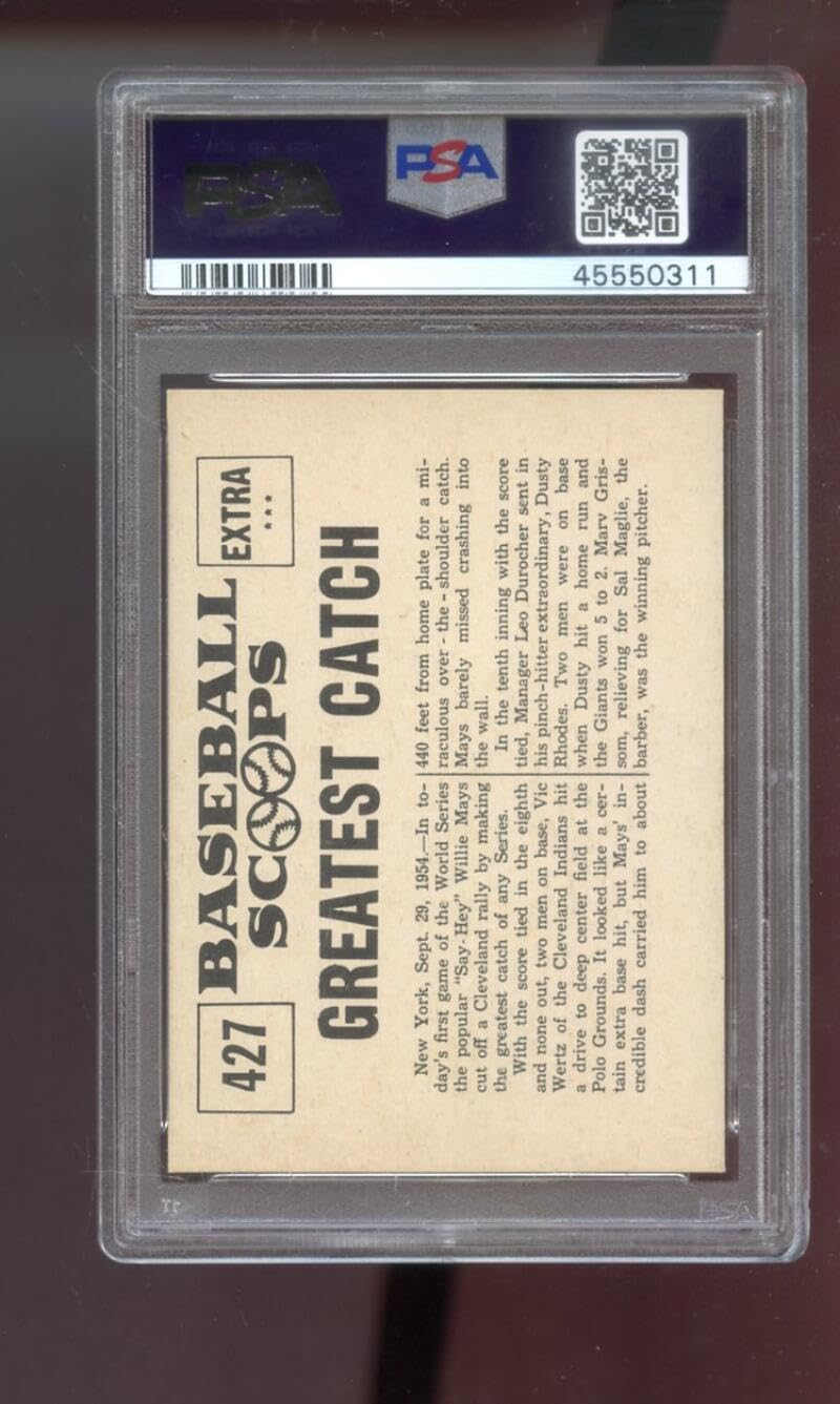 1961 Nu-Card Baseball Scoops #427 Willie Mays Makes Greatest Catch PSA 7 Graded Card MLB The