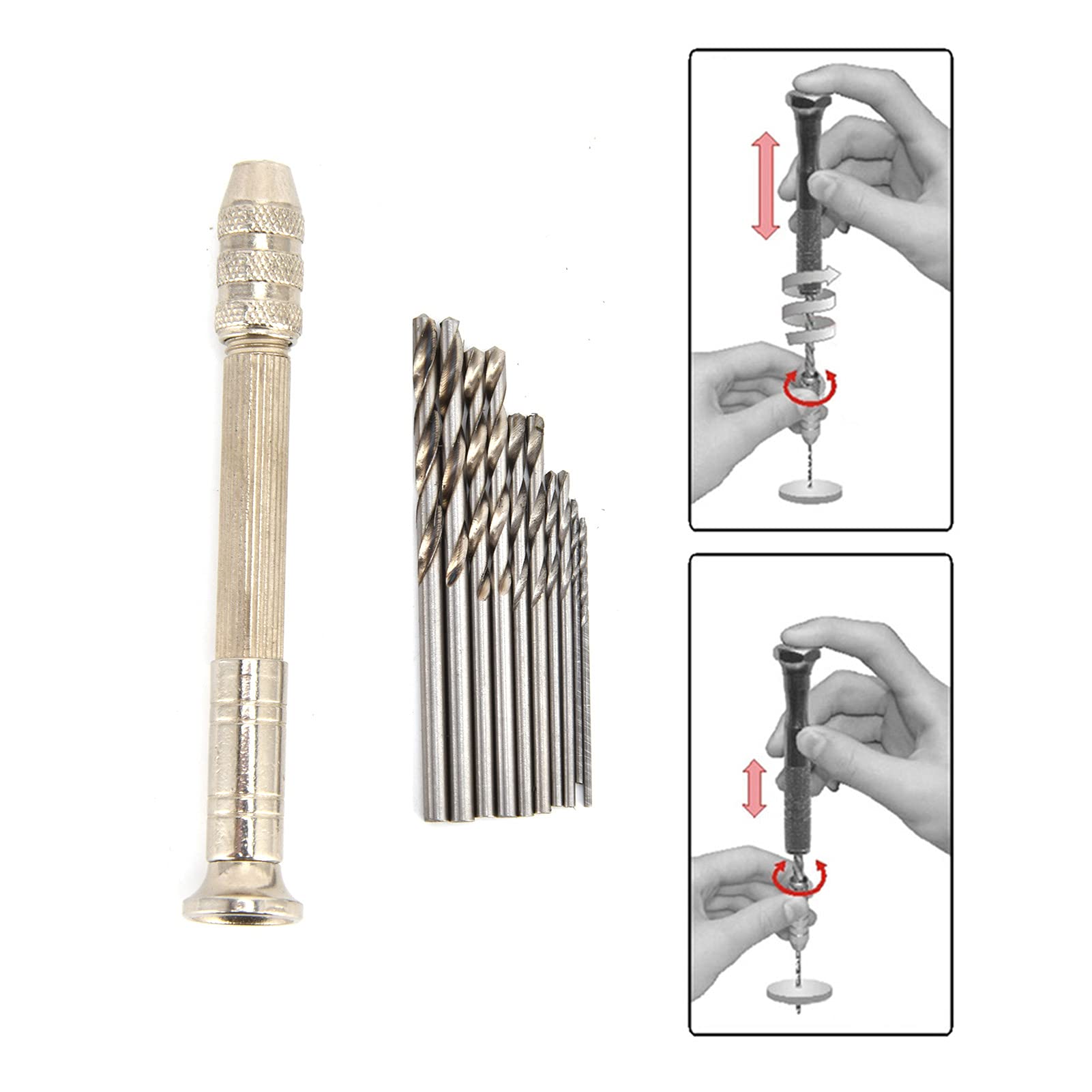 Pin Vises Pin Vise Hand Drill Bits, Mini Manual Twist Drilling Hole Puncher Accurate Walnut