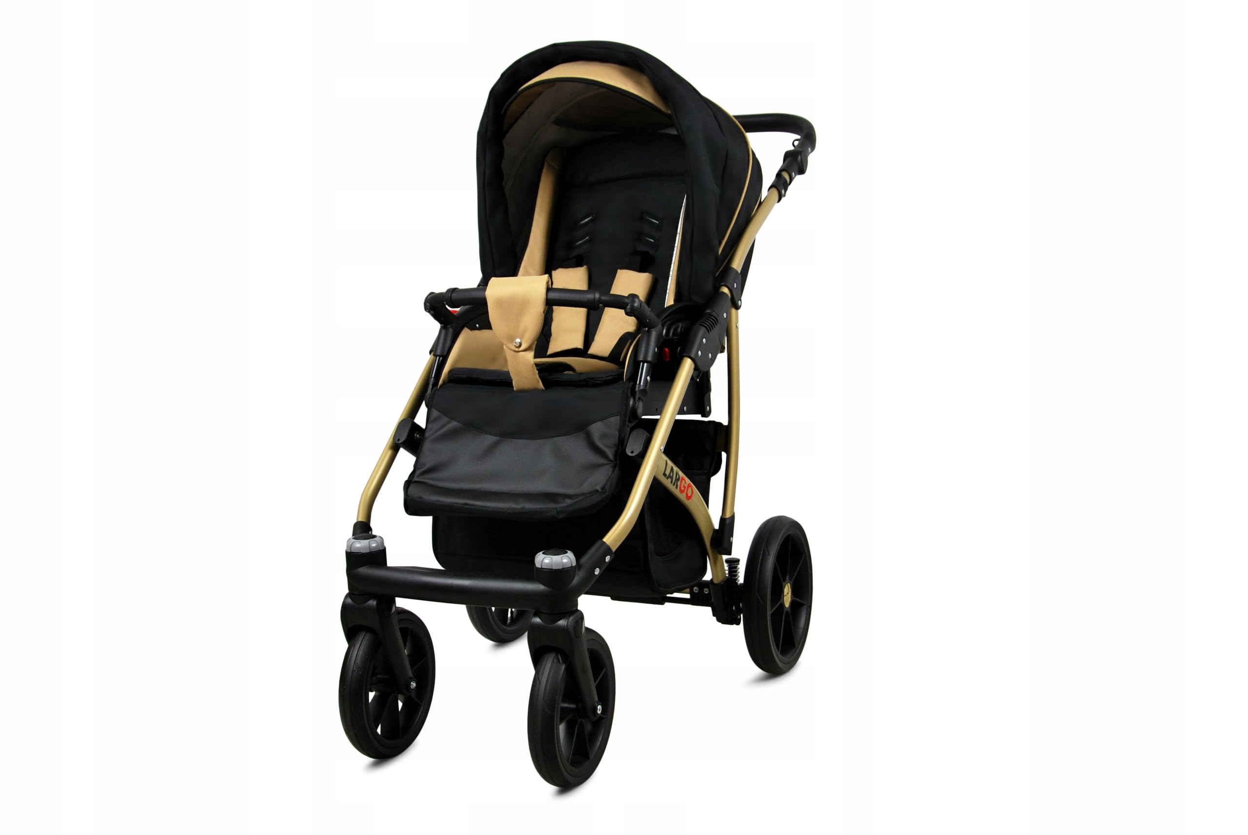 BabyLux® Zestaw wózków dziecięcych 3 w 1 – Largo – w zestawie wanienka dla niemowląt, fotelik sportowy, fotelik samochodowy – zestaw wózków dziecięcych z torbą do przewijania, osłoną przeciwdeszczową