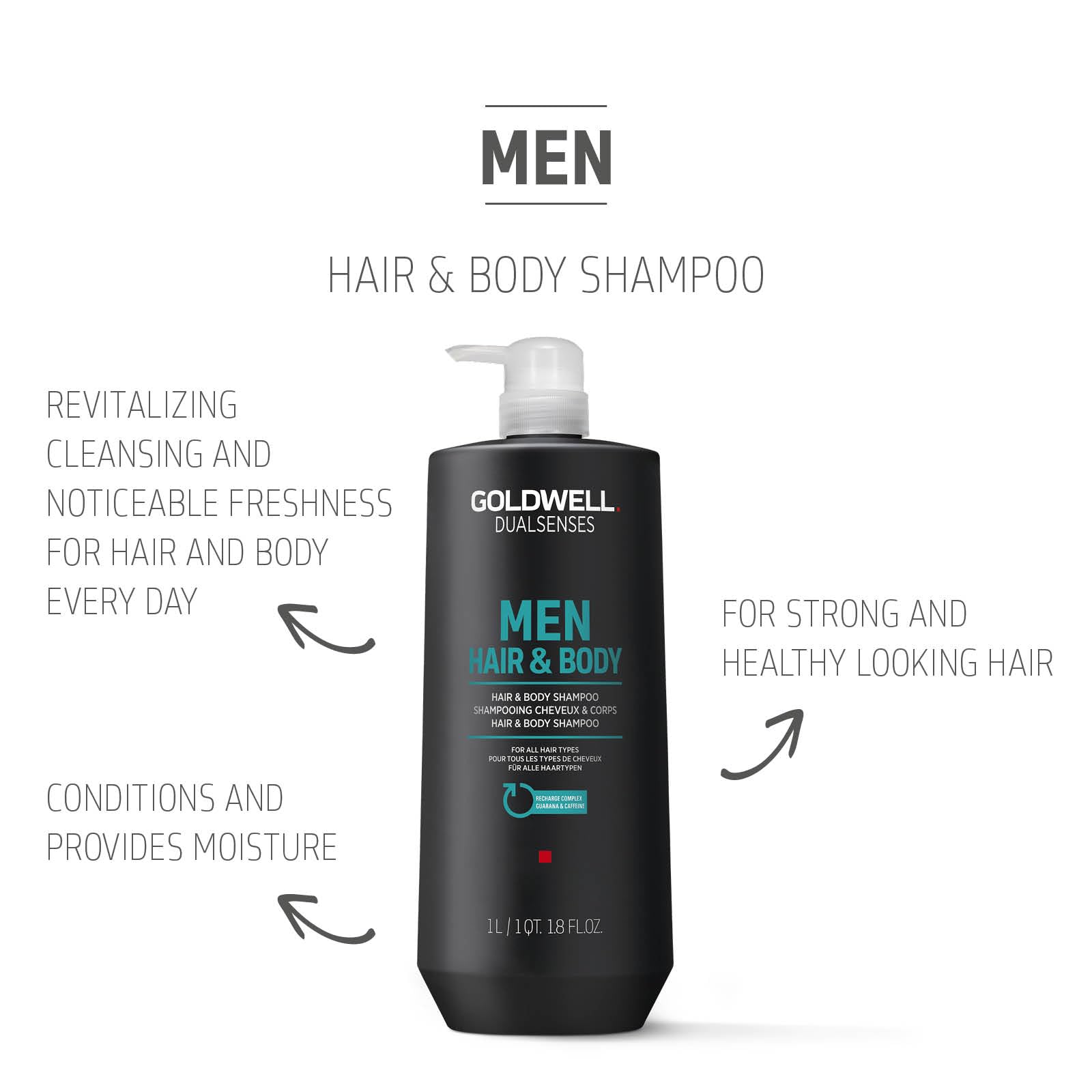 Goldwell Goldw. DLS Men Hair & Body Shampoo, 1000 ml