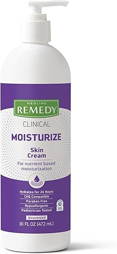 Miniatura 1 de Medline Remedy Crema hidratante clínica para la piel, sin perfume (botella de bomba de 16 onzas líquidas), nutritiva para piel seca, crema