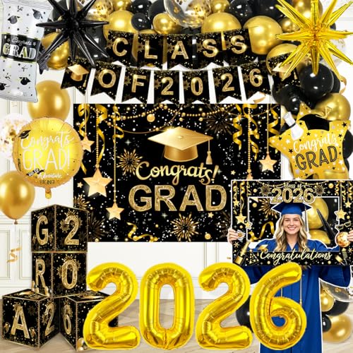 2026 Graduation Decorations Class of 2026 Black and Gold