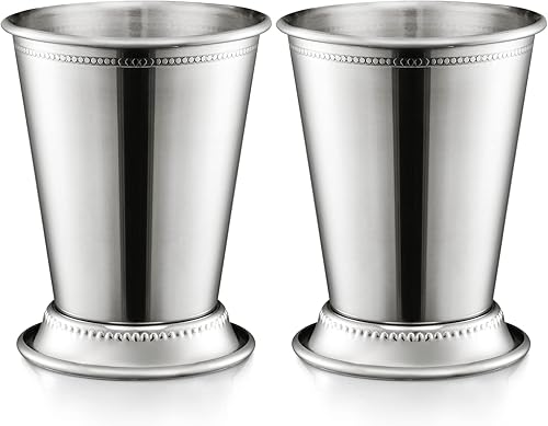 ZEAYEA Juego de 2 vasos de Julep de menta vasos clásicos de acero inoxidable para fiestas bar hogar restaurante vasos de cóctel de metal de 12 onzas