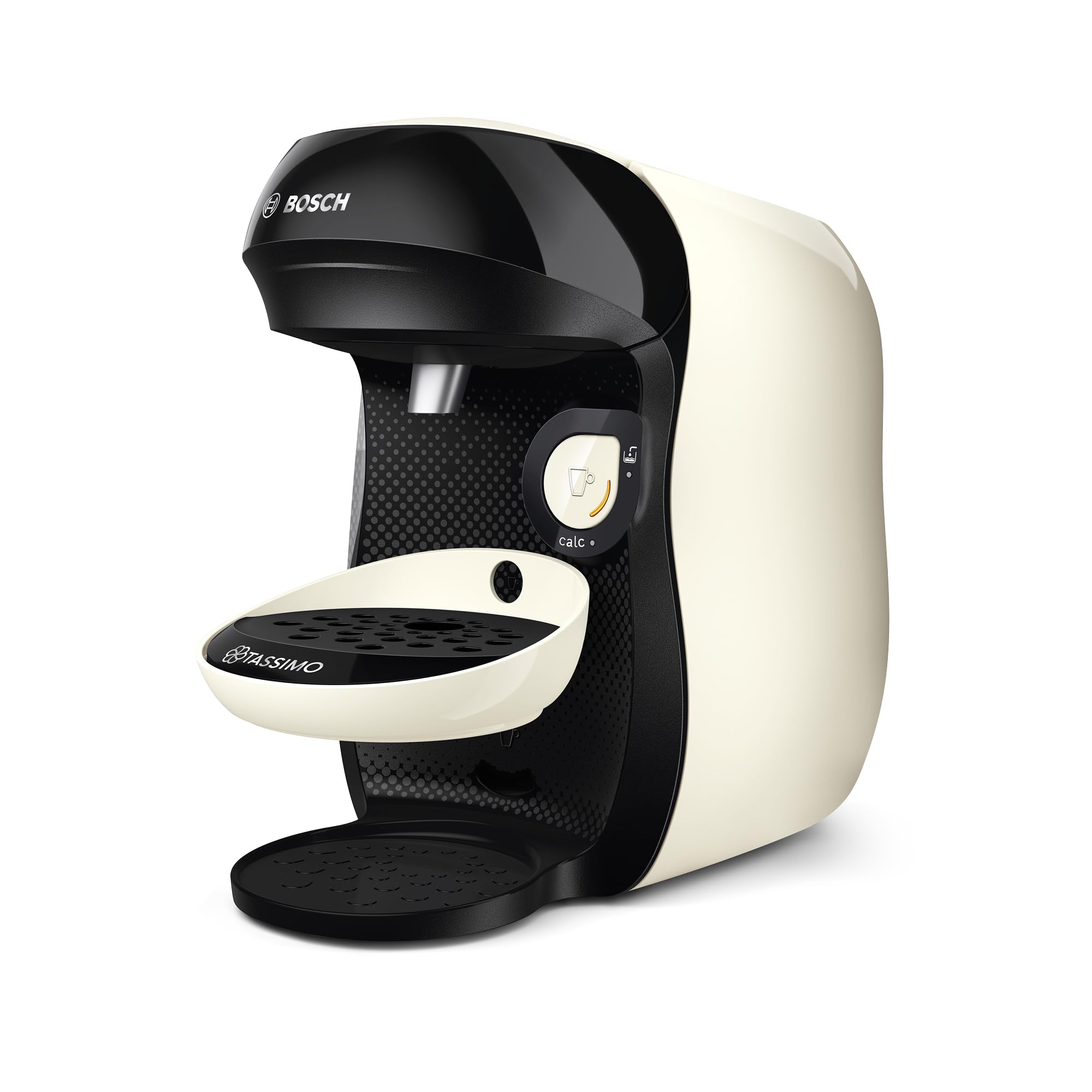 Bosch Machine à café multi-boissons Tassimo Happy friendly, TAS107E, plus de 70 boissons chaudes, OneTouch, cafétière à dosettes, Intellibrew, couleur crème