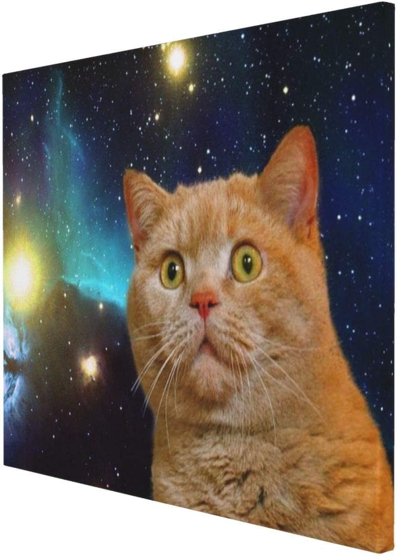 猫の宇宙テーマ油彩画 木製フレーム付き Amazon.co.jp: アートパネル ポスター 絵画 宇宙 猫 装飾画 アート