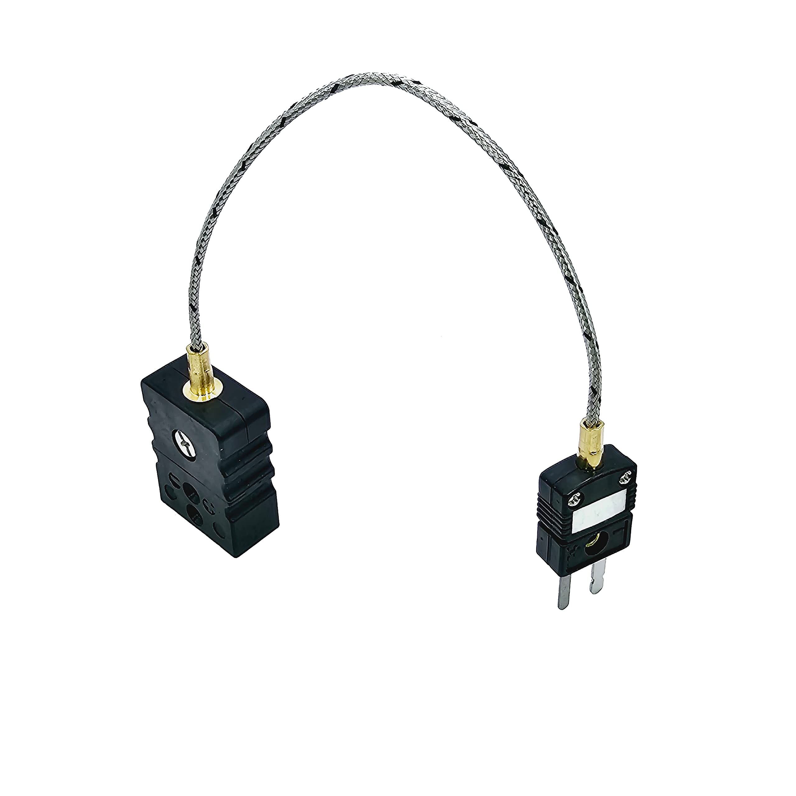 Thermocouple Extension Cable, Type J, Stainless Steel Armored Cable Over Fiberglass, Standard Female to Mini Male