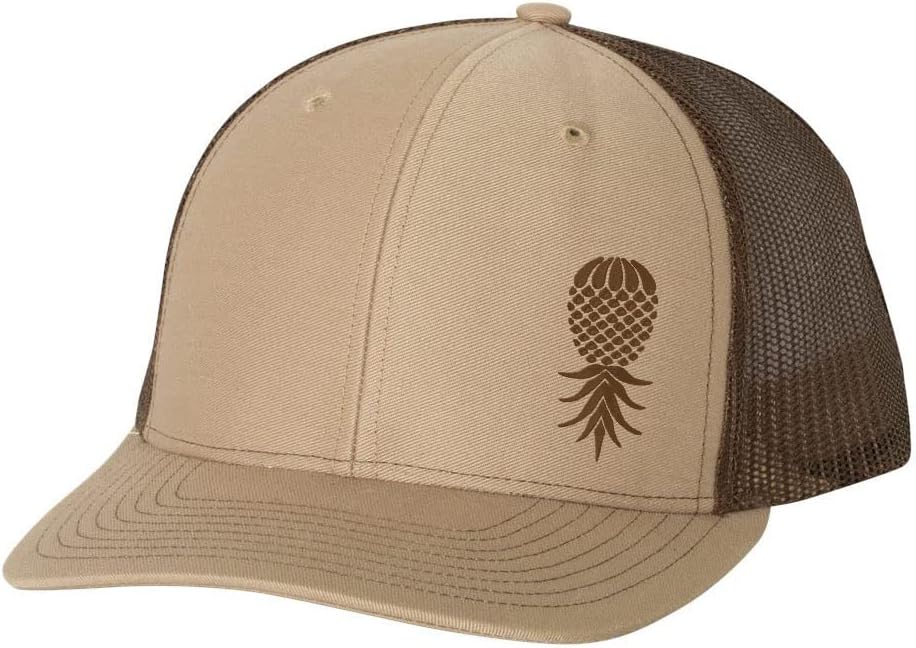 Trenz Shirt Company Men's Upside Down Pineapple Embroidered Mesh Back Trucker Hat Baseball Cap