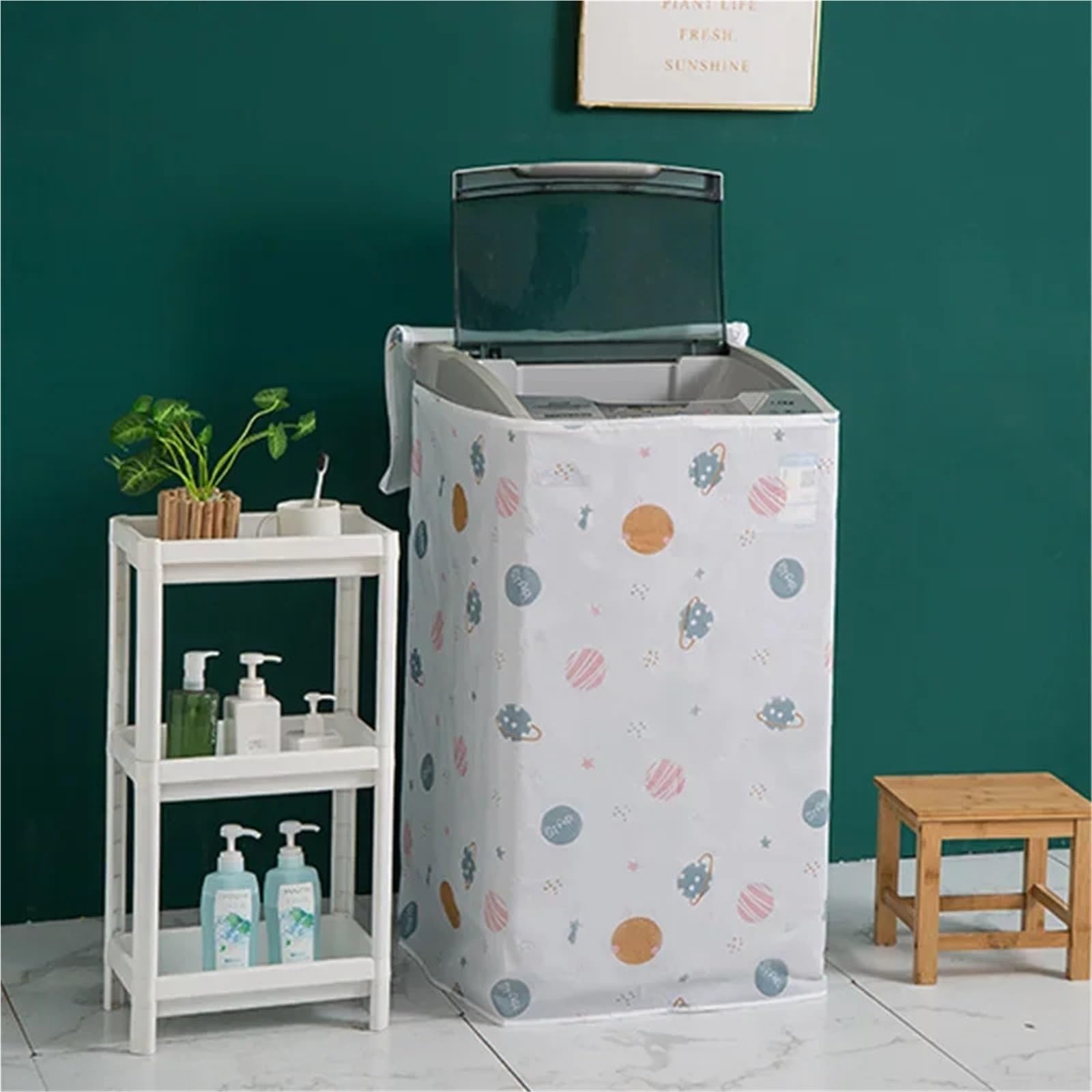 2 pezzi PEVA copertura for protezione solare for lavatrice custodia impermeabile giacca protettiva for parte anteriore superiore aperta per Interno(Front cover A)