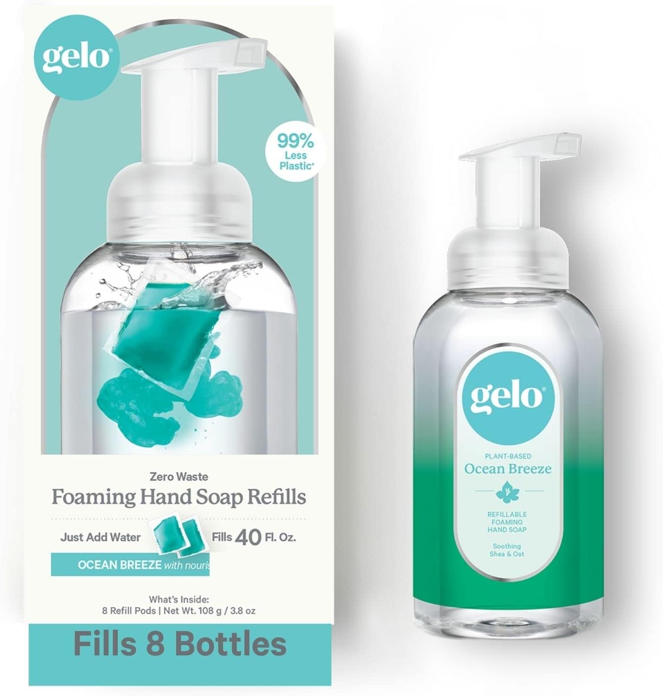 Gelo Foaming Hand Soap Value Pack | 80oz Refill + Reusable Bottle (Sea Mist, Mineral & Freesia)