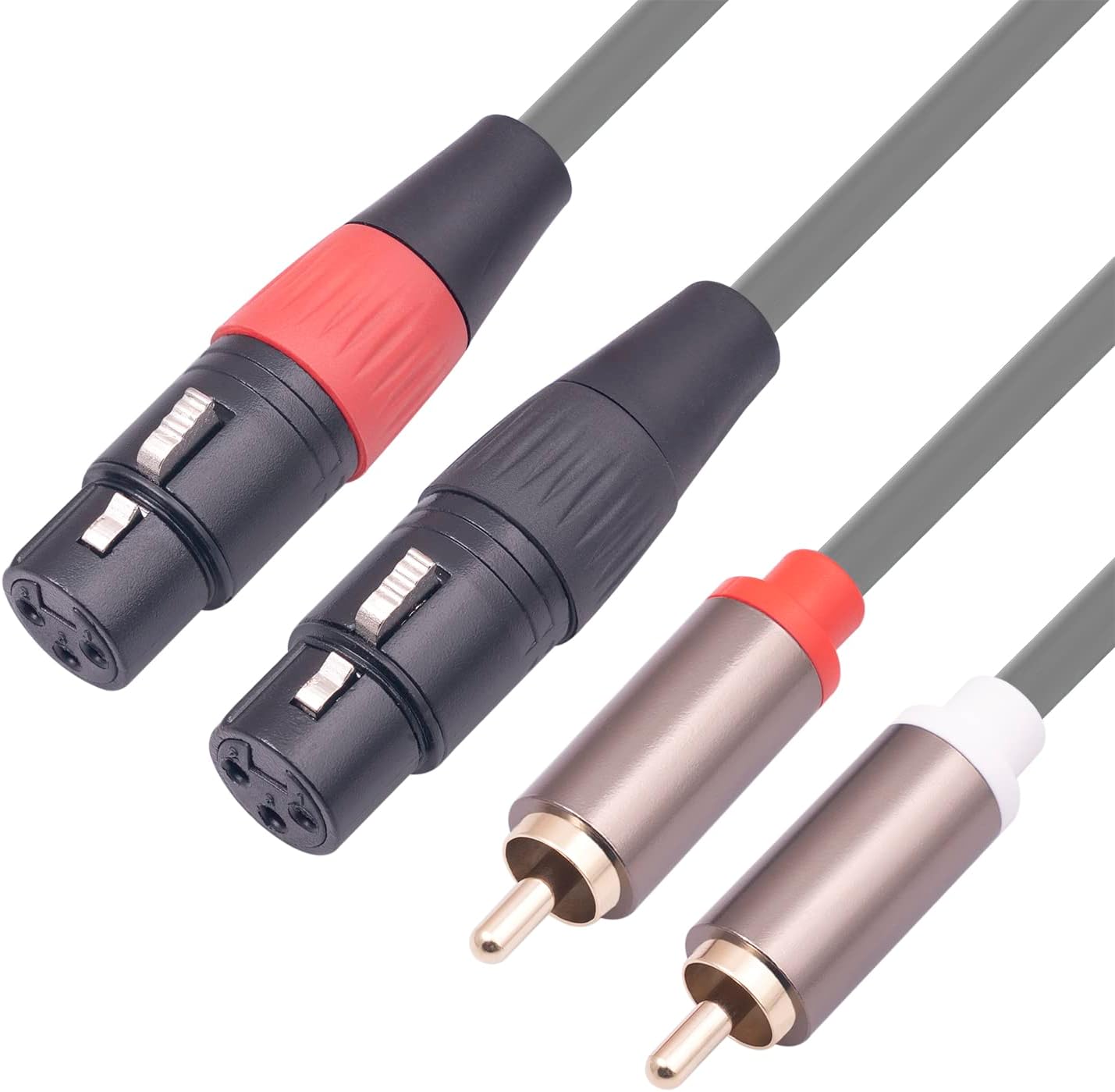 5FT Dual XLR to RCA Cable, Dual XLR Female to Dual RCA Male Cable, 2 XLR Female to 2 RCA Male HiFi Audio Cable for Mixer, Power Amplifier, Audio Player