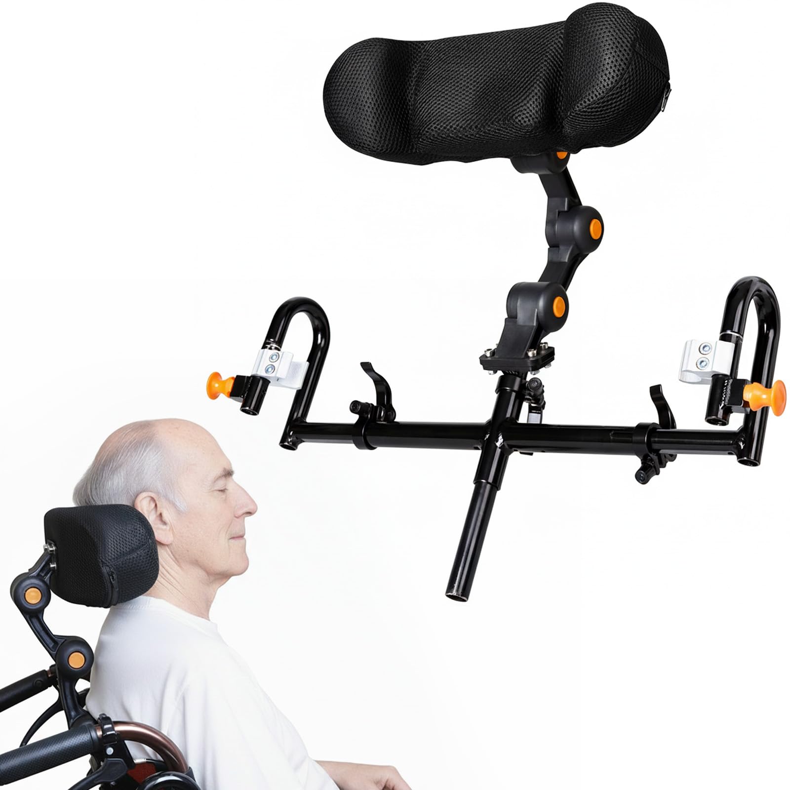 Verstellbare Rollstuhl Kopfstütze – Ergonomische Nackenstütz Kopfkisse für Senioren und Menschen mit Behinderung, Höhenverstellbar 36-49 cm, Breitenverstellbar 30-60 cm, für Universell Rollstühle