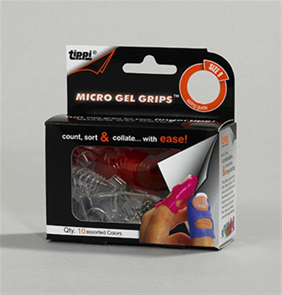 LEE 61090 Tippi Micro-Gel Fingertip Grips, Size 9, Large, Assorted, 10/Pack