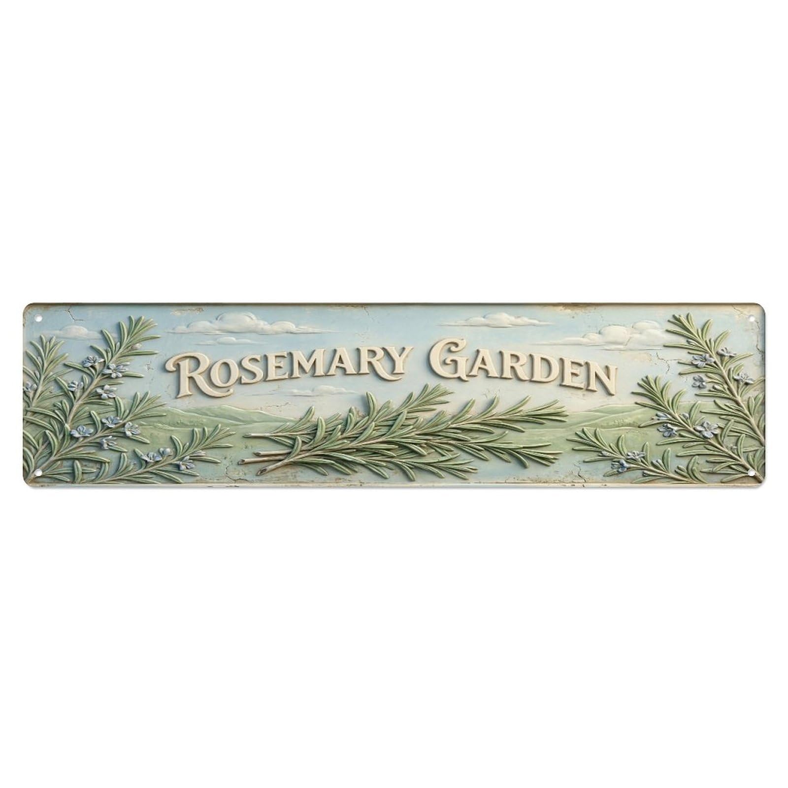 Fqcyn Style Metal Tin Sign Vintage Cottagecore Garden Rosemary Garden