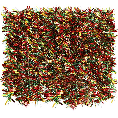 BBTO 6 Pezzi Ghirlanda di Natale Tinsel Colore Misto Albero di Natale Orpelli Orpello Ghirlanda di Natale per Decorzione di Abero Natale (Misti Rosso, Verde e Oro)