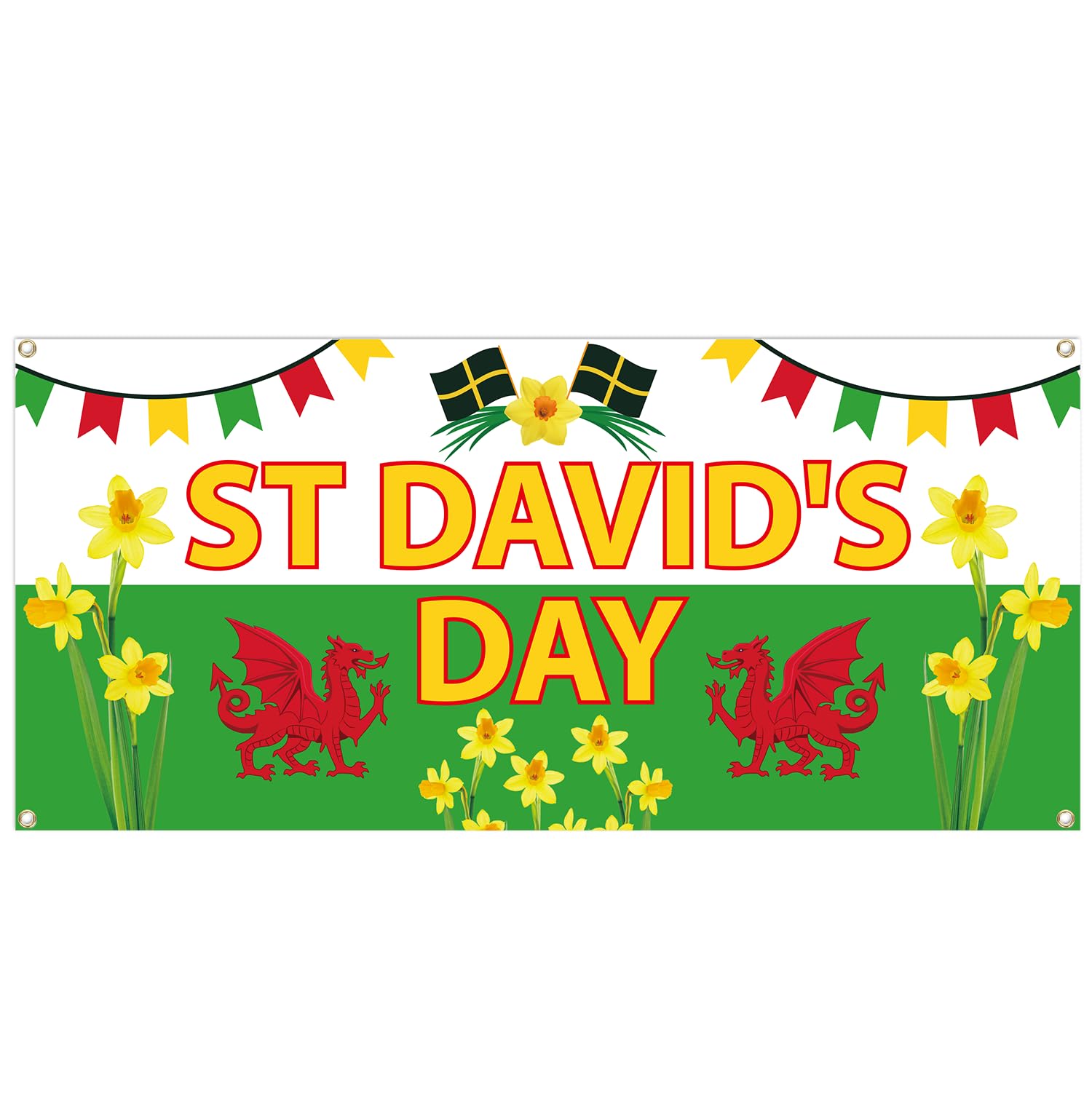 St David's Day Decorations - St David's Day Banner Party Decorations, Welsh Dragon Backdrop Banner for Wales National Day Decor 65x30 cm
