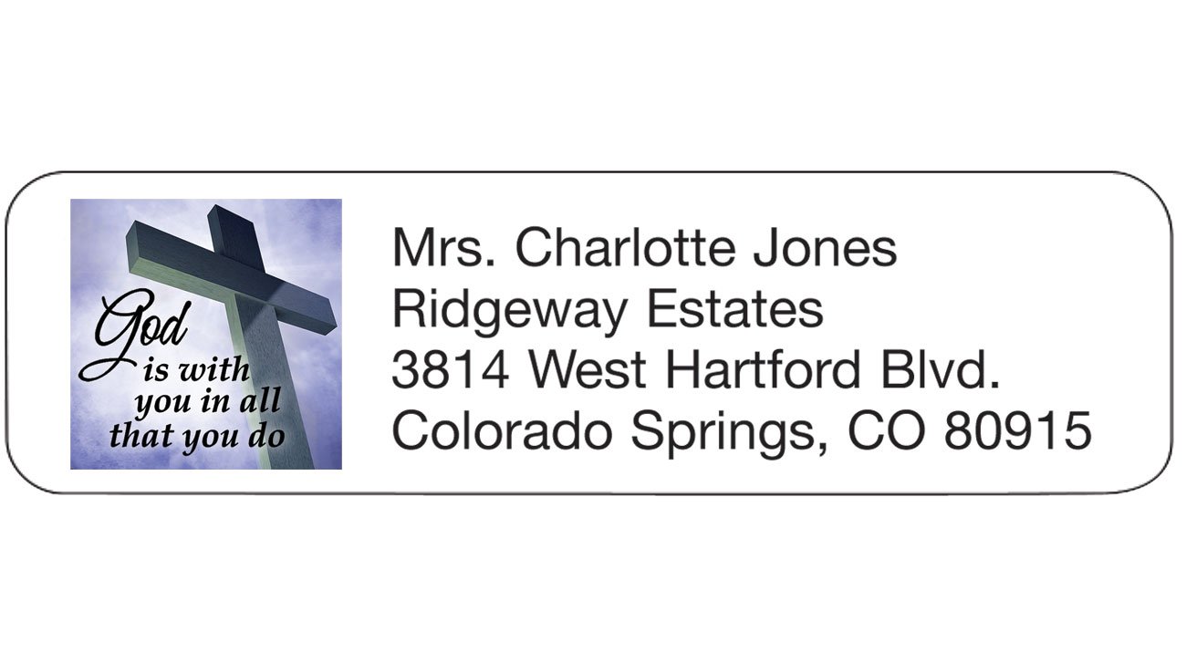 Personalized Religious Address Labels-God is with You in All That You Do-Includes a Set of 200 Self-Stick Sheeted Labels Sized at 2 ¼ in. Long x 5/8