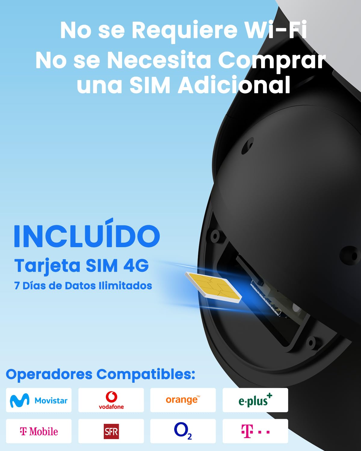 Bextgoo Camara Vigilancia SIM, 4MP 4G LTE Videovigilancia sin Internet con Tarjeta SIM, 24/7 Camara 4G sin WiFi, 360° Seguimiento Automático, Detección Movimiento AI, Visión Nocturna Color, IP66