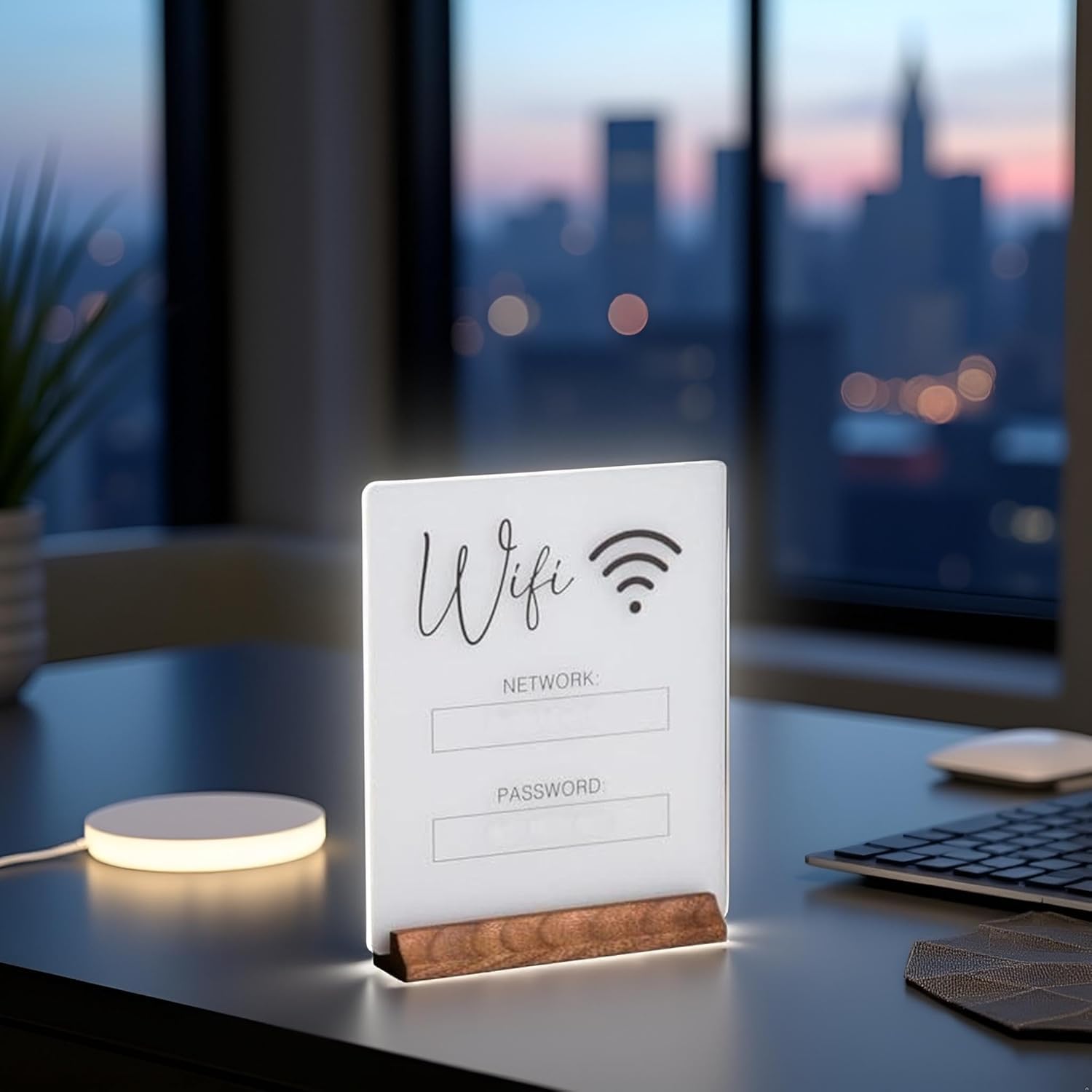White WiFi Password Sign,Chalkboard Style WiFi Password Sign Board,Acrylic Table for Home,WiFi Sign Table Centerpieces Decoration for Home Business and Guests(no Base),Office Supplies