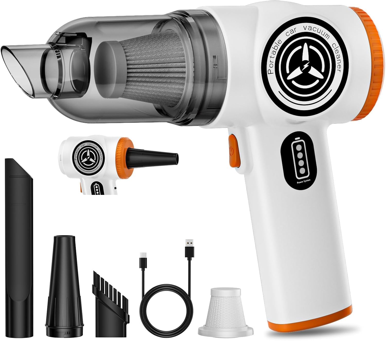 Bblldi Cordless Handheld Car Vacuum Cleaner, 2 in 1 Mini Portable Vacuum with Brushless Motor, Powerful Strong Suction Lightweight for Car Home Office Pet Hair, White