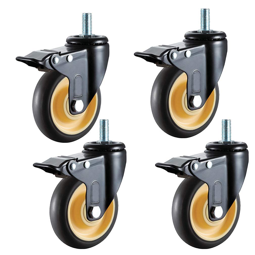 GYRAZXS High-Performance Swivel Cs 4-Piece Rubber Furniture Wheels with Stems Heavy-Duty Ball Bearing Trolley Wheels Dual Safety Locking System for Furniture
